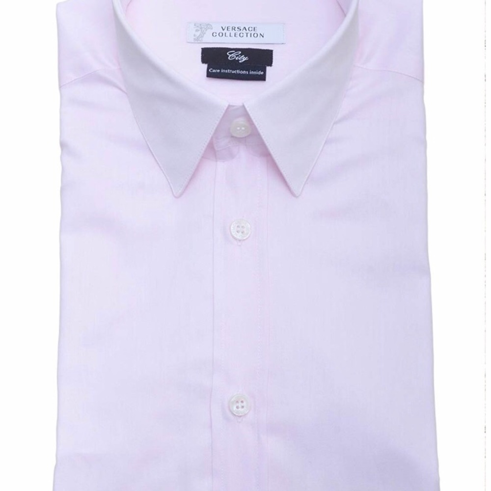 Versace City Men Classic Long Sleeve Pink Shirt